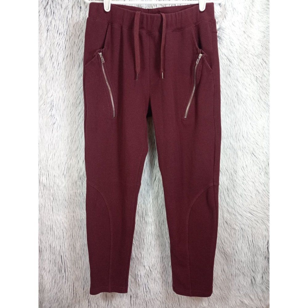 21 Men Burgundy Joggers Small Slim Fit Grudge Activewear Zip Pocket Sweatpants